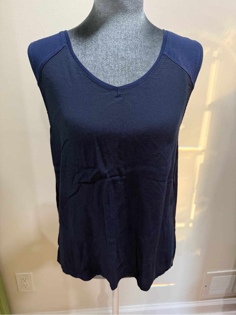 Navy V-Neck Sleeveless Tank Top - Brand Unspecified